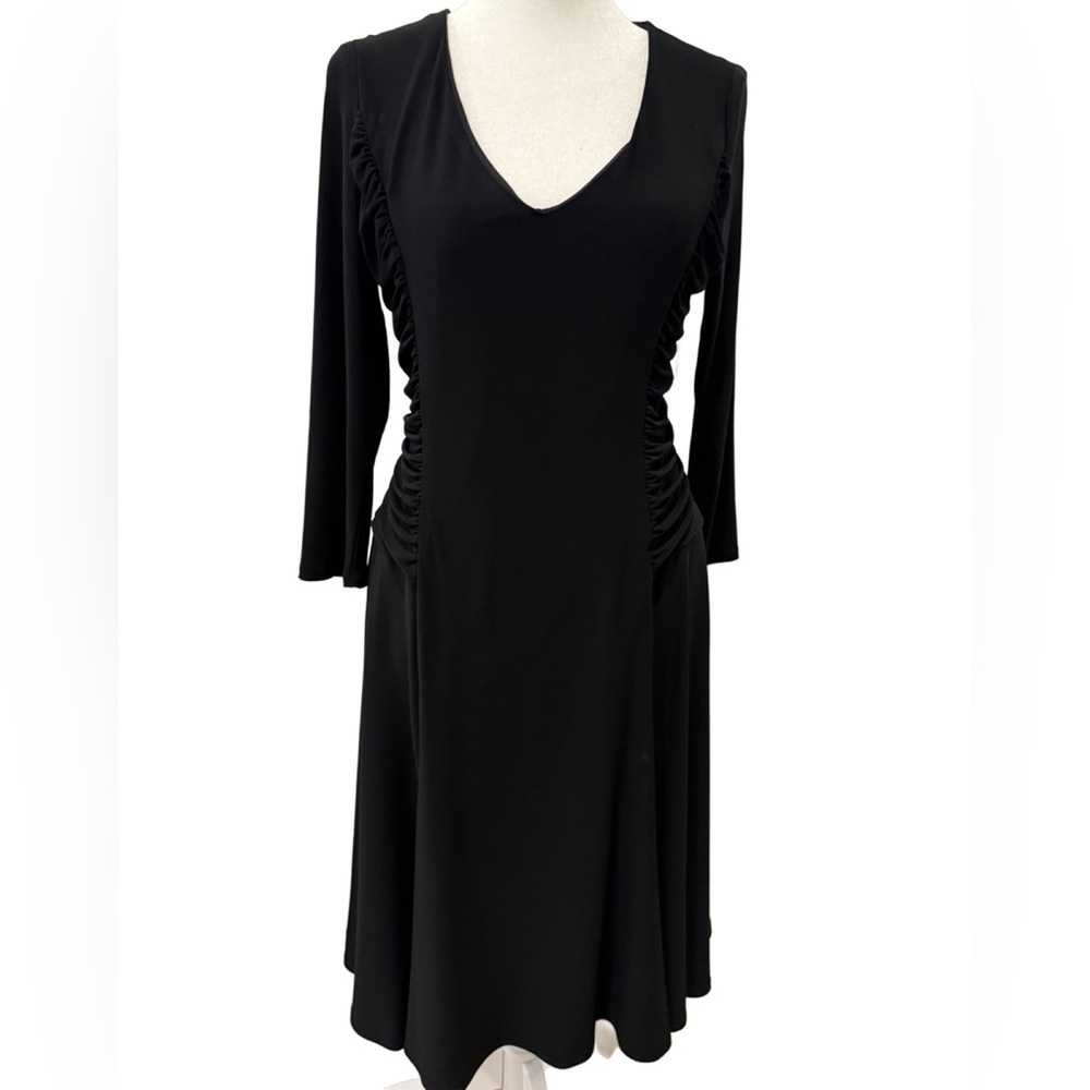 Kasper Black Ruched Long Sleeve Dress i. Size 6
